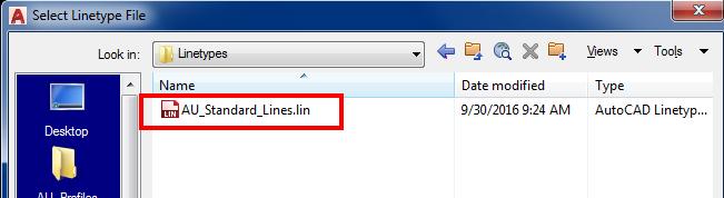 Figure 10: Custom Linetypes Next load up any company standard linetypes to our