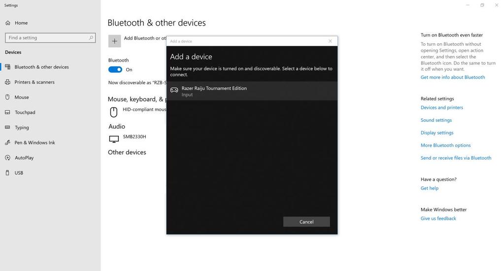 On your PC, go to Settings > Devices > Bluetooth & other devices > Add