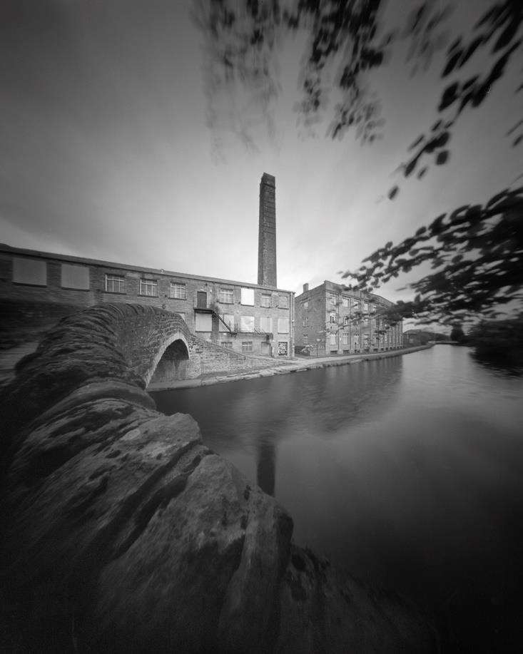 This photograph of an old mill on the Leeds and Liverpool Canal was taken with the Zero45 using the 25mm focal length and 138mm pinhole which goes into the super wide category, the camera was placed