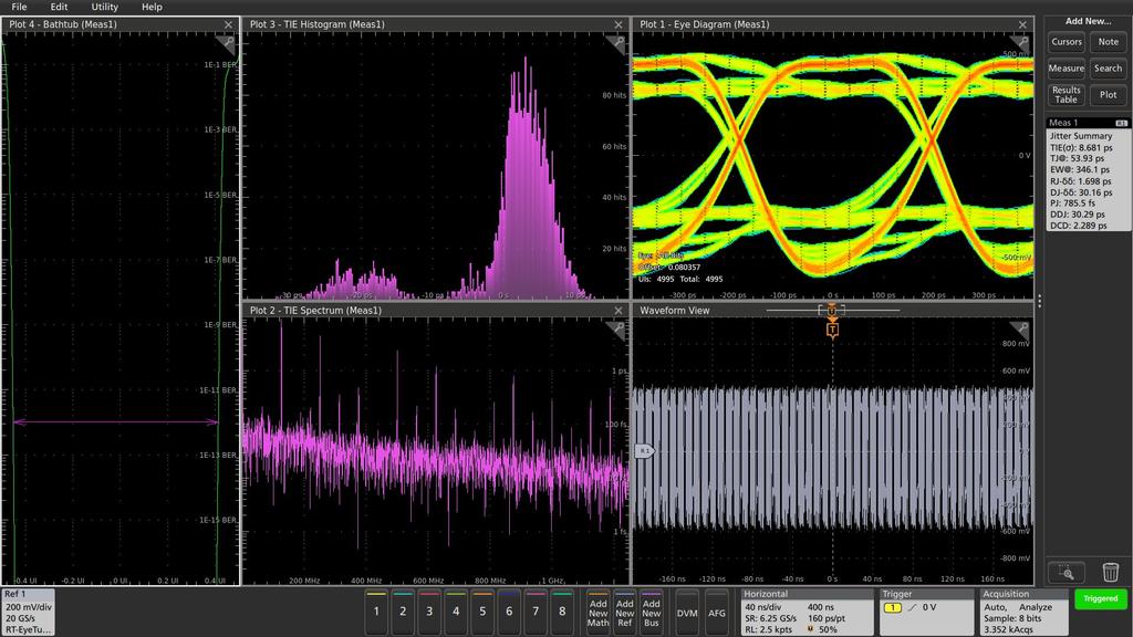 5 Series MSO Jitter analysis The 5 Series MSO has seamlessly integrated the DPOJET Essentials jitter and eye pattern analysis software package, extending the oscilloscope's capabilities to take