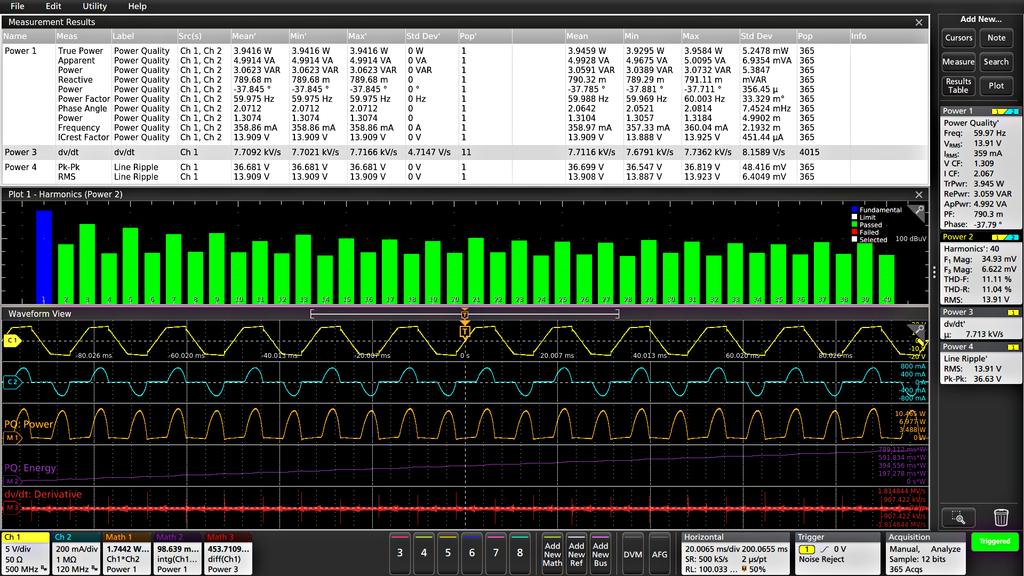 Datasheet Power analysis The 5 Series MSO has also integrated the optional 5-PWR/SUP5-PWR power analysis package into the oscilloscope's automatic measurement system to enable quick and repeatable