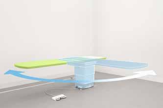 Kevlar overlay, flat top Dimension (l x w) 260 cm x 75 cm (8' 6.4" x 29.5") Table top travel longitudinal transverse Thickness of table top 4.7 cm (1.9") Table-edge section ±20 cm (±7.