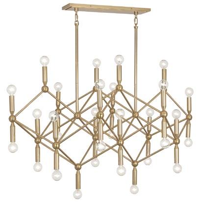 25 Bronze MILANO CHANDELIER Antiqued bronze pipes, an oversized crystal sphere, and