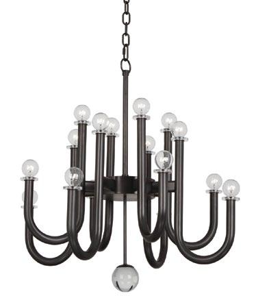 5 MILANO COMPONENT CHANDELIER Rows of tooled posts form an accordion-inspired