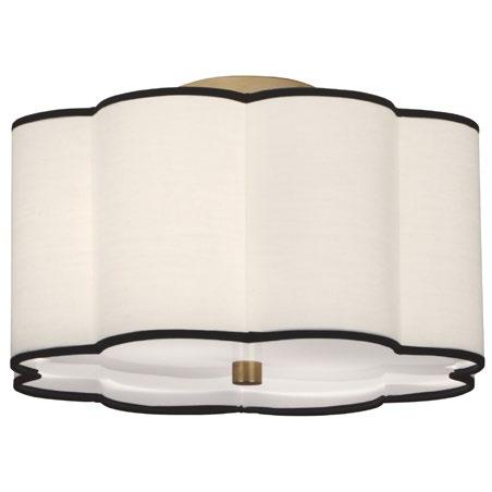 , 4 H Silver Bronze LARGE RODERICK FLUSH MOUNT White frosted glass shade with metal accents Available