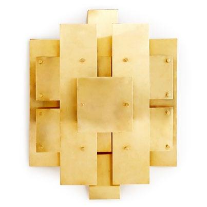 PUZZLE SCONCE Sheets of solid brass layered in a dynamic composition 15 W, 4 D, 19 H CHEVAL SCONCE