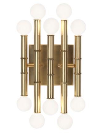 5 D, 12 H MEURICE SMALL SCONCE Faux-bamboo with a frosted white glass shade Available in polished nickel or deep patina bronze 6.
