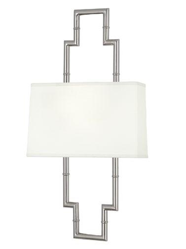 Bronze Bronze MEURICE FRAMED SCONCE Faux-bamboo frame with optional oyster linen half shade Available in antiqued brass, polished nickel, or deep
