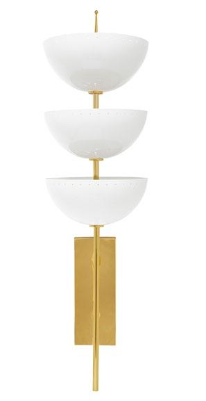 5 D, 24 H Shade: 12 W, 4 D, 8 H MEURICE HALF ROUND SCONCE Staggered bamboo style posts in an exaggerated diamond shape Available in antiqued
