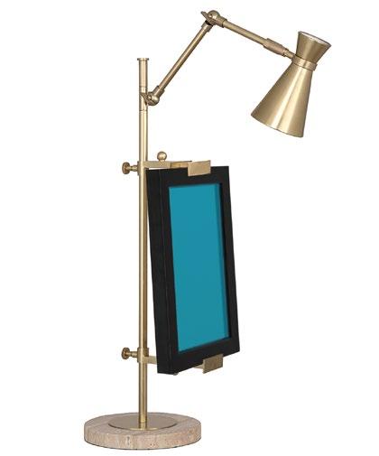 metal shade Available in polished brass, polished nickel, or brass with satin black accents 15.