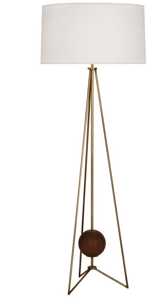 PORTER FLOOR LAMP Polished nickel base and shade with white painted interior 18 Dia., 63 H Shade: 18 Dia., 11.