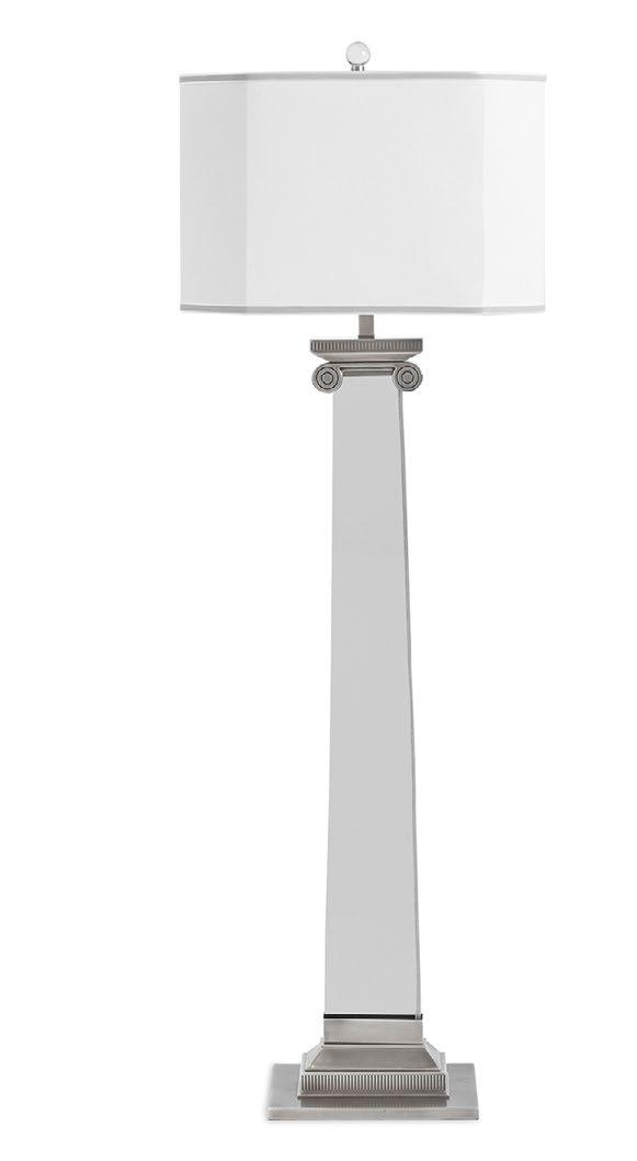 ACROPOLIS FLOOR LAMP Smoke acrylic with polished nickel details and an