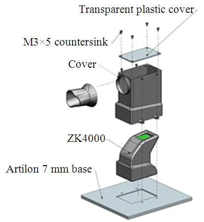 Ergonomic fixture design employing ZK4000 Fingerprint scanner Fig. 3.