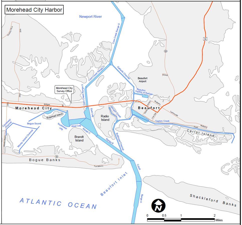 Morehead City Harbor State Ports Area Brandt Island / Radio Island Range A ODMDS Cutoff Nearby