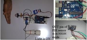 The output of the PIR Sensor goes HIGH as the person enters the room. PIR Sensor detects the Infrared (IR) radiation in the room.