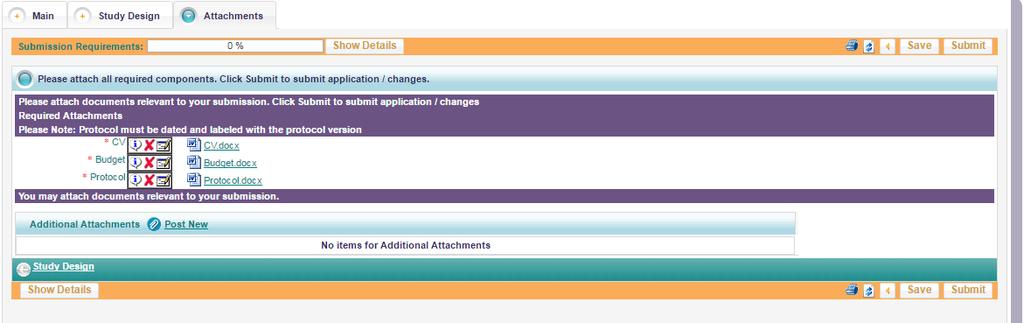 New Application Attachments Tab There are four required documents that