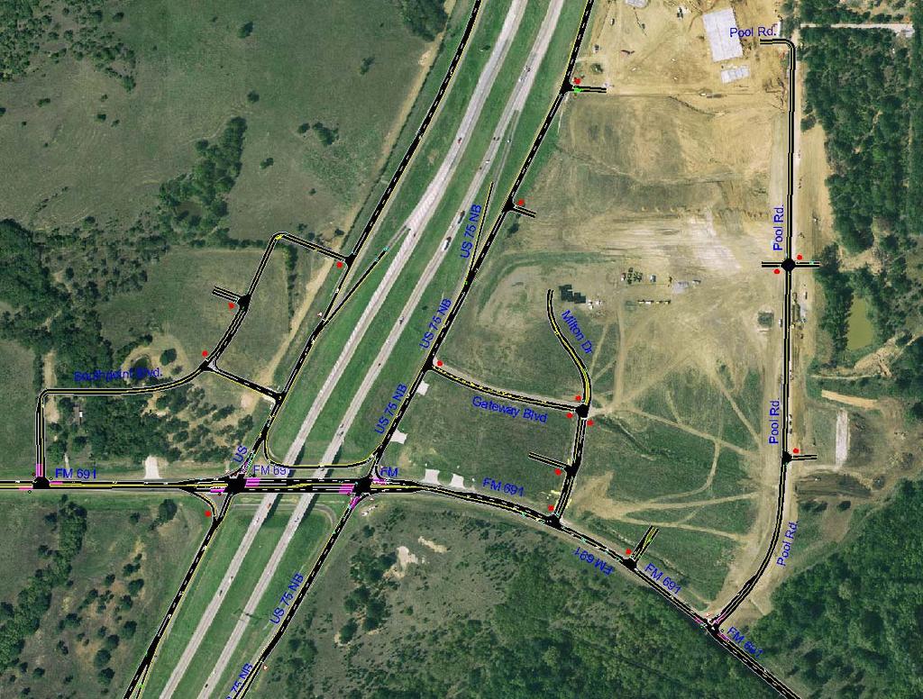 US 75/FM 691 in Short-Term Close Proximity of SB Exit Ramp to Driveway Heavy U-turn traffic to TMC and from Hotel/Convention Center NB access