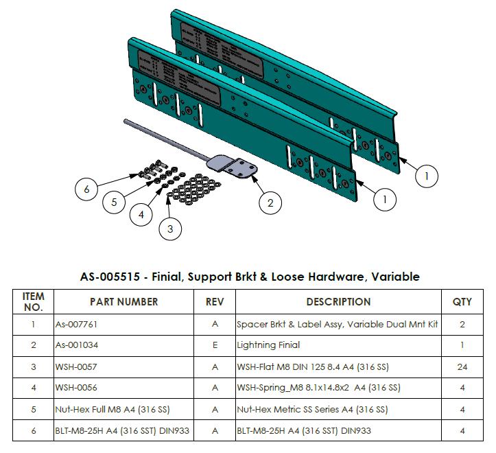 Finial, Support Brackets & Loose Hardware, Illustrated Installation Guide (AS-005371) 1.