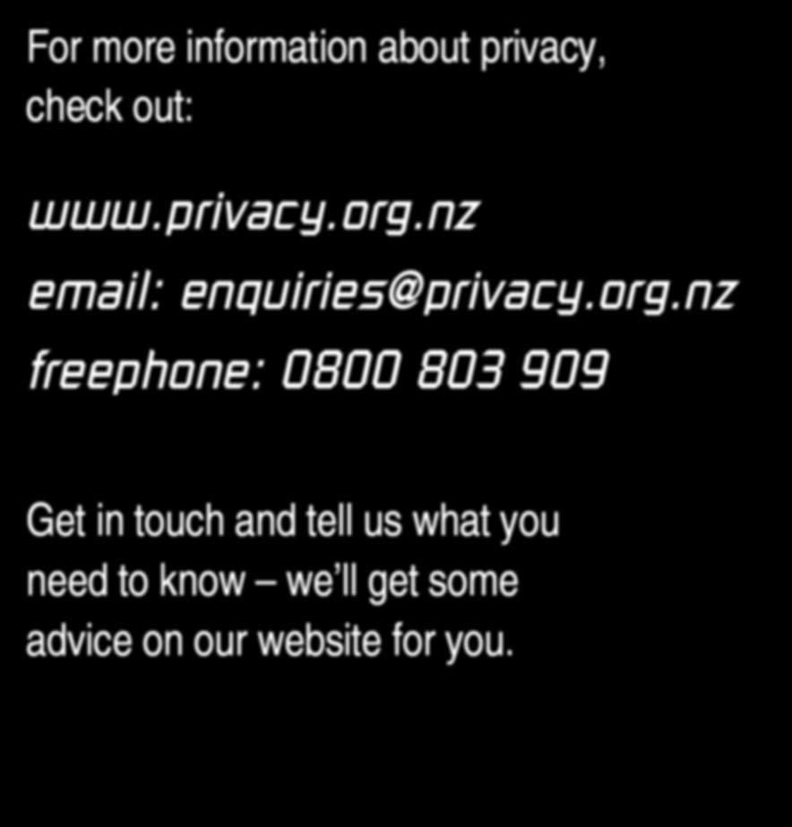 For more information about privacy, check out: www.privacy.org.