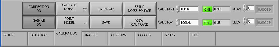 FFT CALIBRATION CAL TYPE NOISE The CALIBRATION TAB controls for the NOISE setting are shown in the screen shot below.