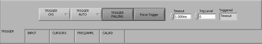 SCOPE TRIGGER TRIGGER CH1 / CH2 / EXT / OFF Selects the trigger source. The options are CH1, CH2, an external trigger EXT and OFF which disables the trigger.