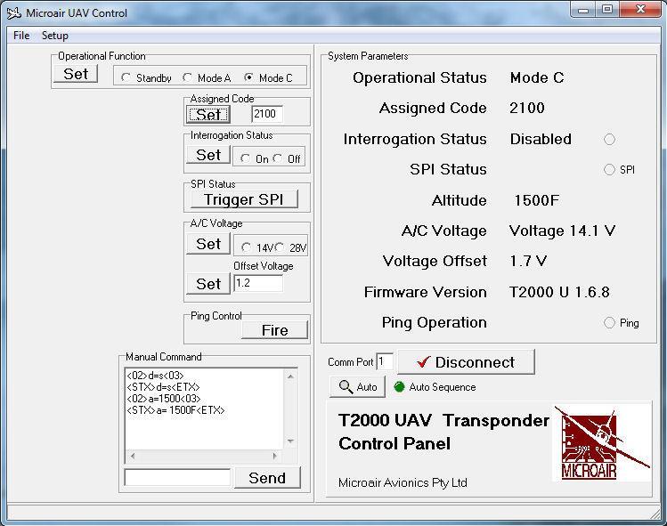 3.0 SOFTWARE CONTROL The T2000UAV-L can be controlled by issuing of commands in the form of ASCII characters, sent and received over an RS232 interface.