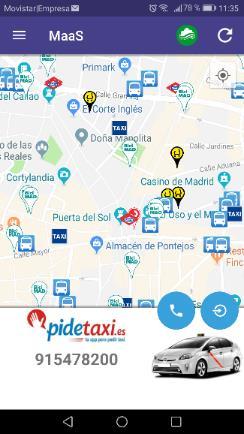 information options (air quality, traffic, charging points, POIs ) The user