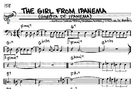 Garota de Ipanema 4/4 time signature Most commonly played the key of F major Tempo of 158 beats per measure Guitar plays