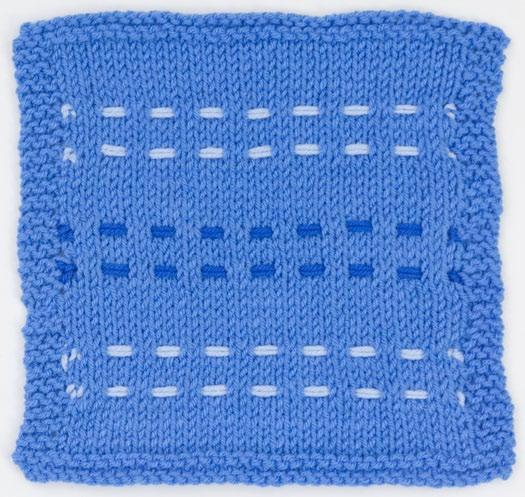 Square 2 - Turnpike (multiple of 4 sts, excluding borders) With A, cast on 38 sts. Border Rows: With A, knit two rows. Rows 1, 3, 5 and 7 (RS): With A, knit.