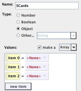 Keeping track of the cards Since a SET contains 3 cards, we want arrays to keep track of the 3 chosen cards. Click on world in the object tree, and go to the properhes tab.