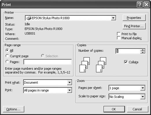 Basic Printing in Windows Follow these steps to print a document or image using the basic printer settings: 1. From the File menu, click Print.