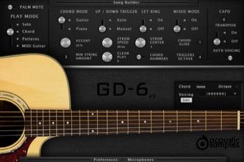Interface and Parameters The GD-6 Acoustic Guitar is based on a Guild D-40 custom edition electro-acoustic guitar.