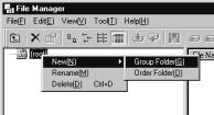 3.1 System Startup (4) Creating Group Folders Create a group folder in the File Manager Window, using the procedure below. Example: Folder name: MP2100 1.