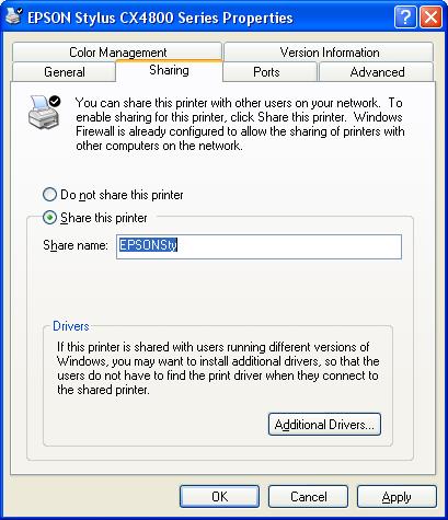 Setting Up a Shared Printer Follow the steps below to configure your computer to share the CX4900 Series with other computers on a network. 1.