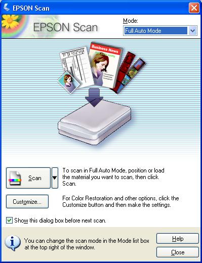 2. Start Epson Scan. See Starting Epson Scan for instructions. You see the Epson Scan window: 3.