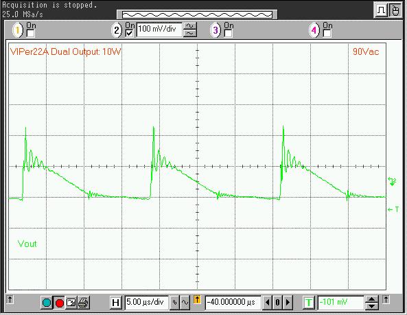 Switching ripple for 12V output The switching ripple for the +5V output measured is 12mVpp while this