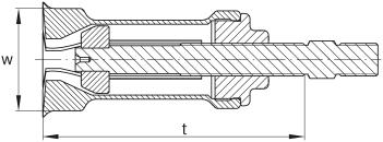 Internal extractors 00097A9E PULLER-BORE.GRIPPER Dimension table Designation Set Grip width for bore diameter Constituent part of PULLER-BORE5-39-SET, mass m 3,75 kg.