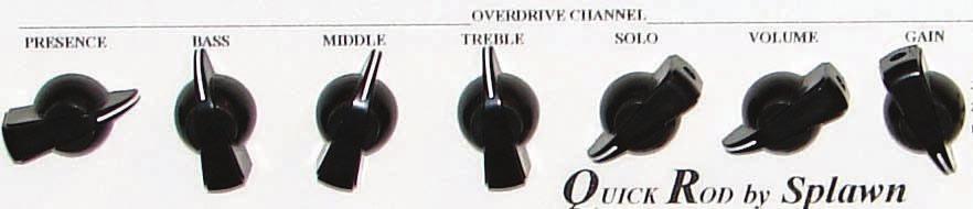Overdrive Channel Presence: This adds or removes brightness to the sound of the amp Bass: Contours the bottom frequencies Middle: Contours the middle frequencies Treble: Contours the high frequencies