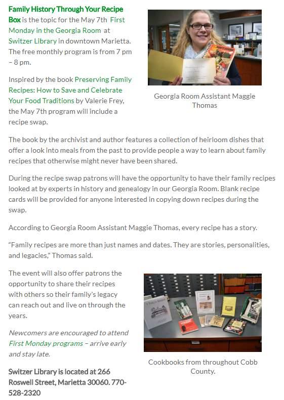 In case you missed it May s 1st Monday program was featured in an article on the library system s website!