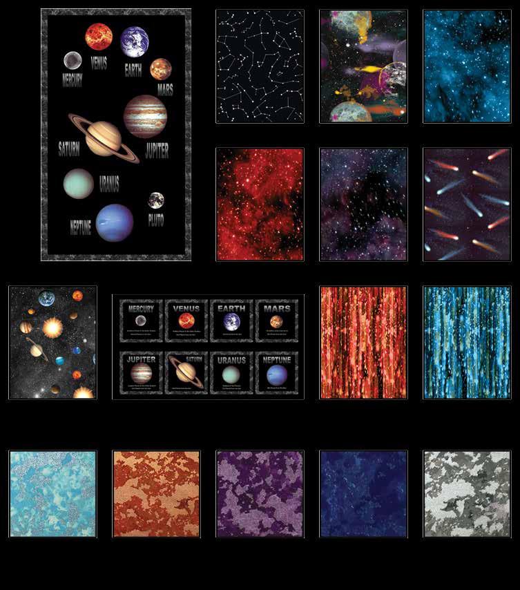 osmic Space Quilt 1 Finished Quilt Size: 71 x 79 Fabrics in the osmic Space ollection onstellation - lack 8453-99 Large Planets - lack 8454-99
