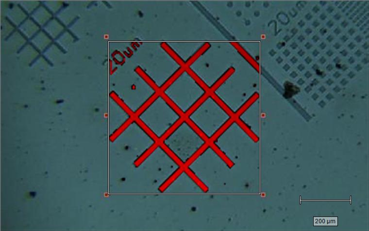 Figure 10. Raman image of angled grid with surface correction (5.2 µm step size, 50 objective). level.
