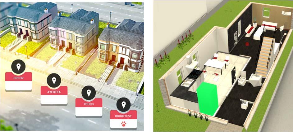 2.2.3 Artificial intelligence Figure 7. Neighbouring houses. In the game, human characters are controlled by an artificial intelligence (AI) which acts semi randomly.