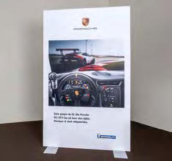 Displays are doublesided using magnetic-edge banners.