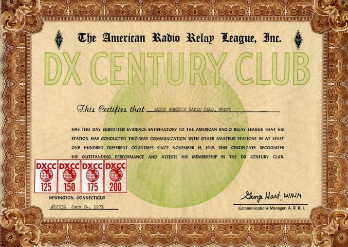I used as my ruler, the DX Century Club DXCC, where you contact 100 different countries. It took me 16 years (1971 1987) to contact 100 countries the first time, using up to 500 watts!