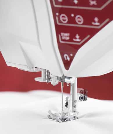 The sensor foot pressure automatically adjusts the pressure for any fabric thickness resulting in a perfect even-feed of any fabric.