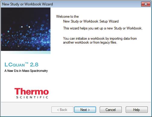 Exercise 1: Creating a New Study and Workbook 3. Click Create a New Workbook.