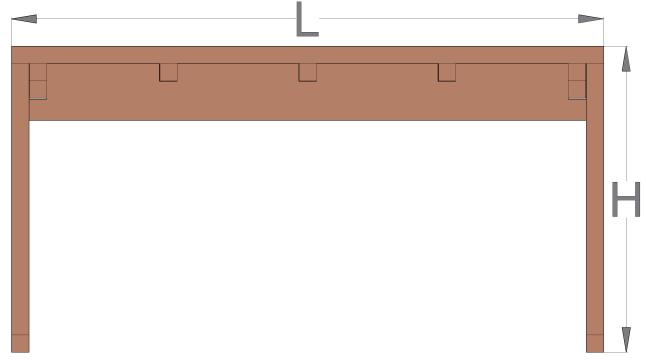 36"W x 30"H (See drawings below). Tabletop width can vary from 30 up to 60.