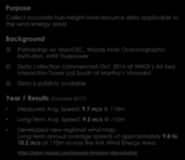Metocean Data Measurement Purpose Collect accurate hub-height wind resource data applicable to the wind