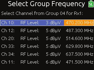 User Guide GR: Screen Element RF Group Scan Description Displays the current group number of the receiver. To set the group number: Turn and press Headphone encoder.