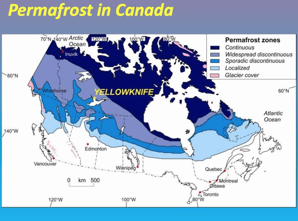 Permafrost in Canada: the Yellowknife area Seasonal surface displacement derived from InSAR, Yellowknife and surrounding area, Northwest